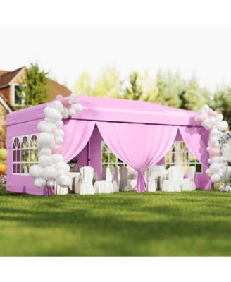 10 X 20 FT Pop up Canopy Tent w/ 6 Sidewalls Wheeled Bag 6 Sandbags 10 Stakes