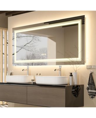 39.37x23.62 inch Square LED Bathroom Mirror Illuminated Dimmable 3 Colors Smart Touch