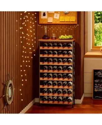 Bottles Wine Rack Freestanding Floor Wood Top Tier Kitchen Pantry Storage