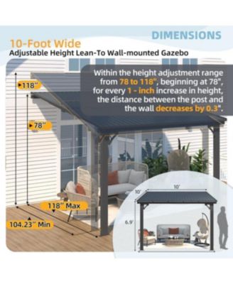 10x10 Outdoor Hardtop Gazebo Adjustable Height (6.5-9.8Ft) Pergola for Patio