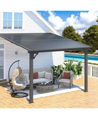 10x10 Outdoor Hardtop Gazebo Adjustable Height (6.5-9.8Ft) Pergola for Patio