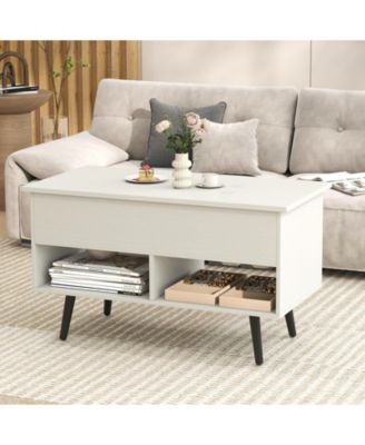 31.5 Inch Lift-Top Coffee Table with Hidden Storage and 2 Open Shelves