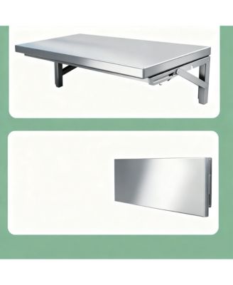 23.6x16in Stainless Steel Folding Wall Shelf Kitchen Garage Laundry Utility Room