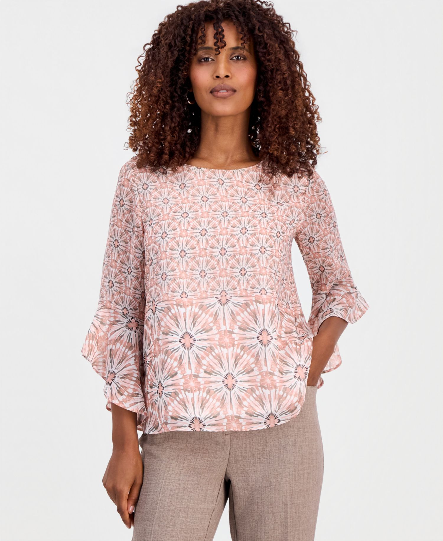 Women's Printed 3/4-Sleeve Top