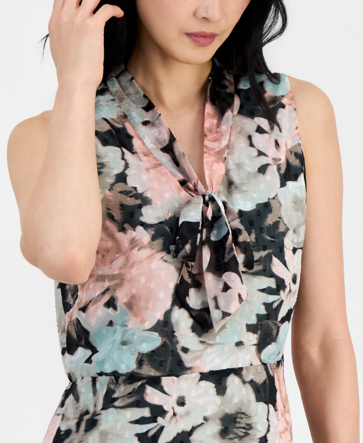 Women's Sleeveless Tie-Front A-Line Dress