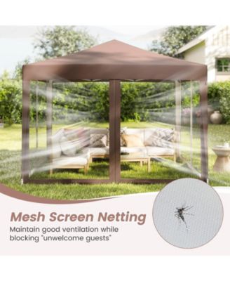 10 FT x 10 FT Pop-Up Canopy Tent w/ Mesh Netting Carry Bag 8 Stakes and 4 Ropes Outdoor