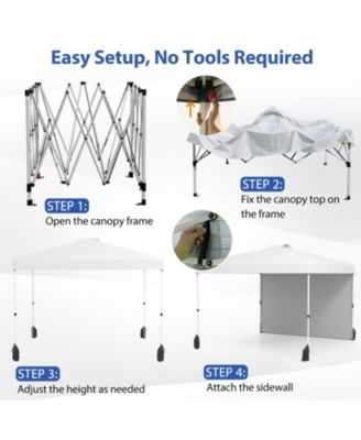 10 X 10 FT Pop up Canopy Tent w/ 1 Sidewall Wheeled Bag 8 Stakes