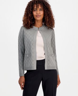 Women's Kiss-Front Diamond Stitch Cardigan