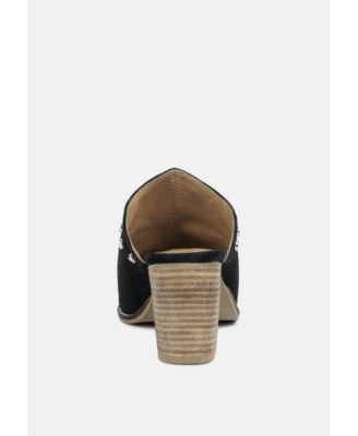 LESLIE Womens Stacked Heel Mules