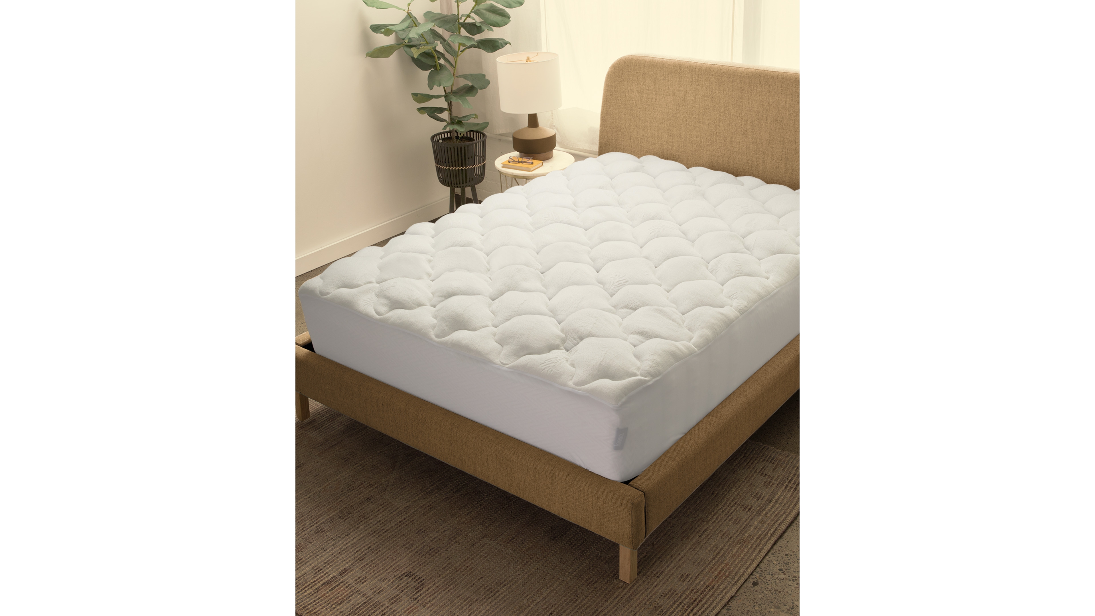 Cheer Collection Rayon from Bamboo Fitted Down Alternative Mattress Pad, Queen