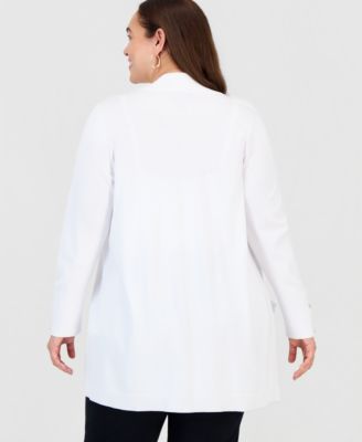 Plus Size Open-Front Long-Sleeve Cardigan