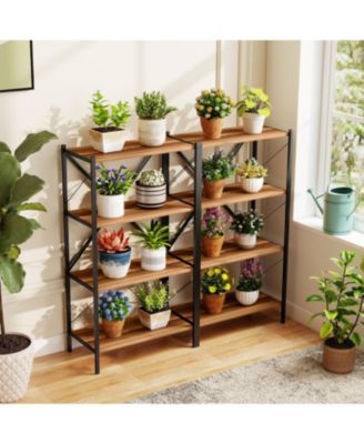 Heavy Duty 4 Tier Bookshelf with Metal Frame Storage Unit