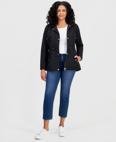 Женская куртка Style & Co Hooded Anorak, цвет: Глубокий чёрный