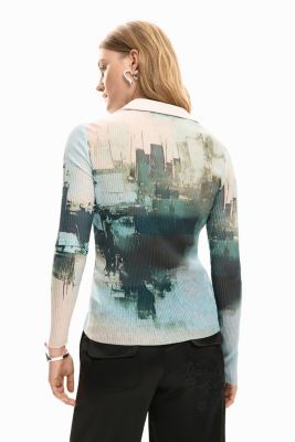 Women's Buttoned texture t-shirt