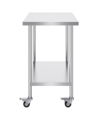 Stainless Steel Rolling Work Table 24 x 36 x 38 in with 4 Casters