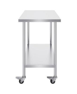 Stainless Steel Rolling Work Table 30 x 48 x 38 in with 4 Casters