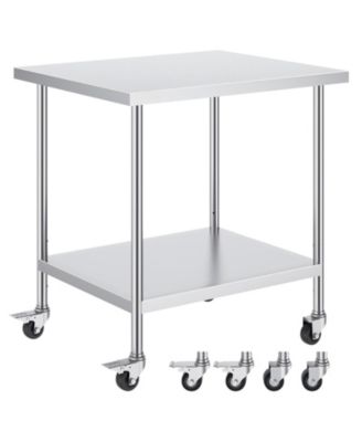 Stainless Steel Rolling Work Table 30 x 36 x 38 in with 4 Casters