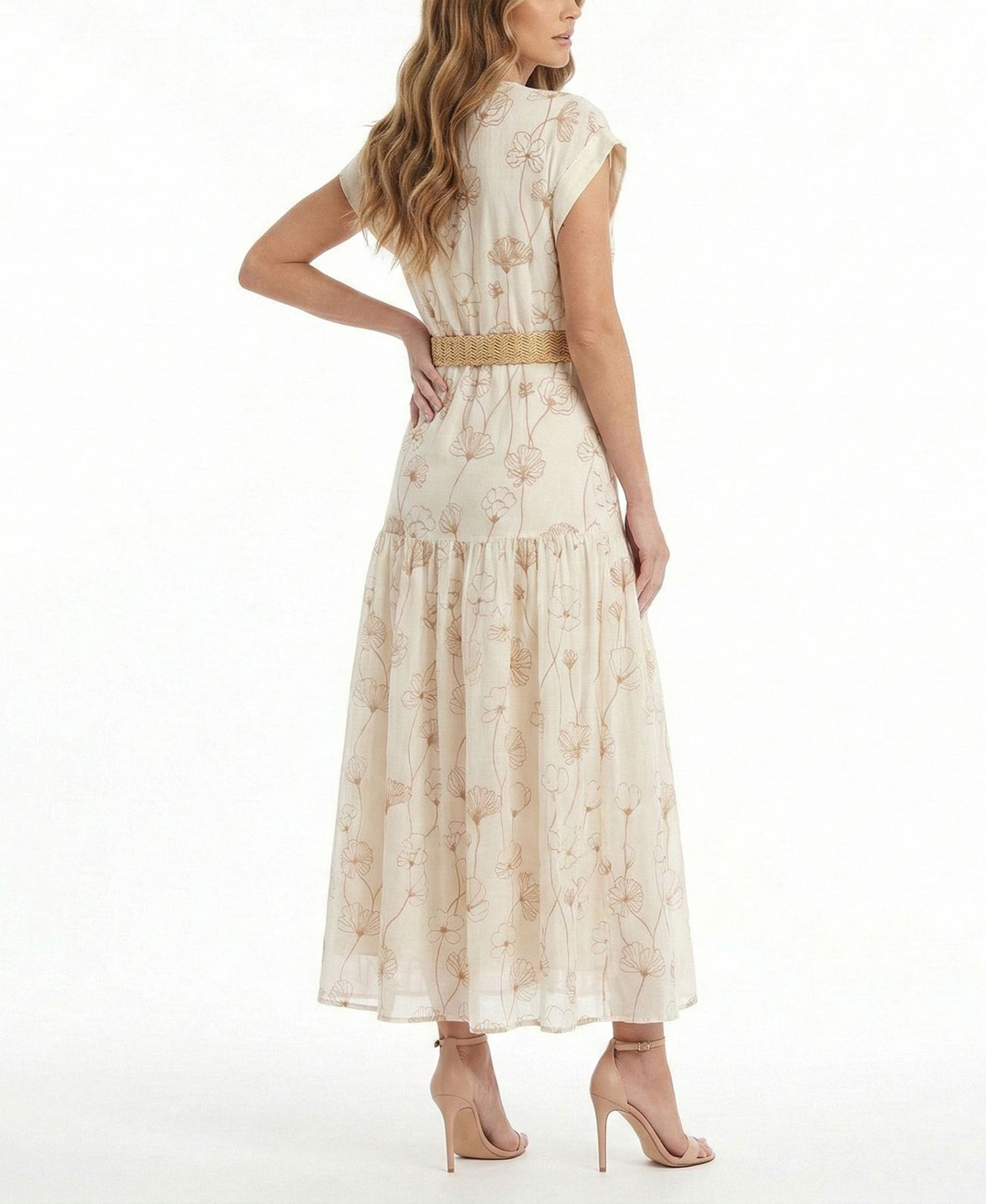 Petite V-Neck Belted Maxi Dress