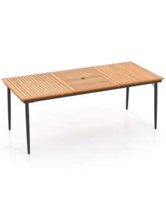 9PCS Patio PE Wicker Dining Set w/ Cushions and 1.9'' Umbrella Hole for Deck