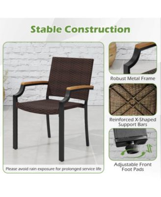 Set of 9 Patio Dining Set w/79'' Rectangular Dining Table and 8 Stackable Rattan Chairs