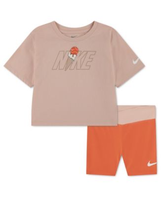 Girls' 4-6X Crewneck T-Shirt and Crossover Bike Shorts, 2-Piece Set