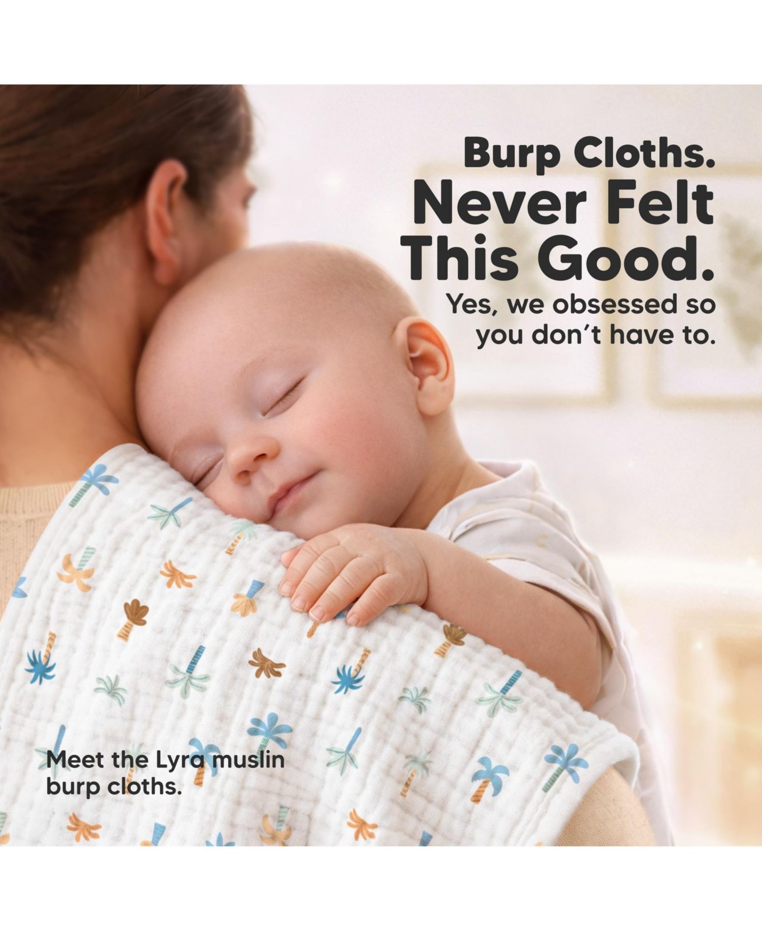 5-Pack Lyra Muslin Burp Cloths Baby Boy, Girl, Soft Cotton Muslin Burping Cloths for Newborn