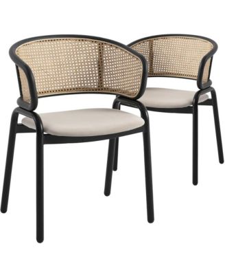 Dining Chair With Stainless Steel Legs Velvet Seat and Wicker Back