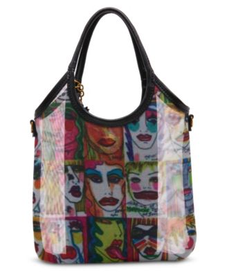 Artwork Faces Mini Satchel Handbag