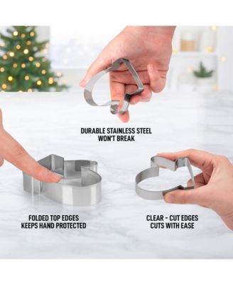 14-Pc Stainless Steel Metal Christmas Cookie Cutters with Folded Edges