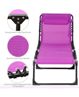 Outdoor Folding Chaise Lounge Chair Portable Lightweight Reclining Garden Sun Lounger with 4-Position Adjustable Backrest for Patio, Deck, and Poolside, Purple
