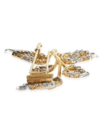 Yellow Gold and Platinum Diamond 5 Leaf Schlumberger Brooch