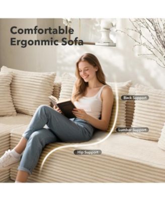 106" L-Shaped Sectional Sofa with Chaise, Modular Deep Seat Cloud Couch, No Assembly