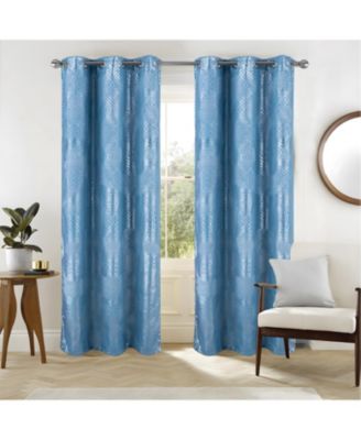 Hailey Halo Foil Blackout Polyester Grommet 2 Pack Window Curtain Panel Set 36" x 84"