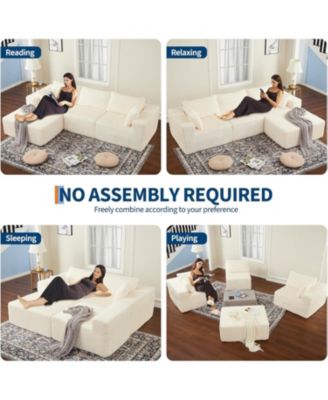 108" Boneless Modular Sectional Sofa, Cloud Couch, No Assembly Convertible Sofa