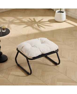 Outdoor Sling Recliner Lounge Chair with Thick Cushion & Footstool, Suitable for Living Room, Reading Room & Bedroom