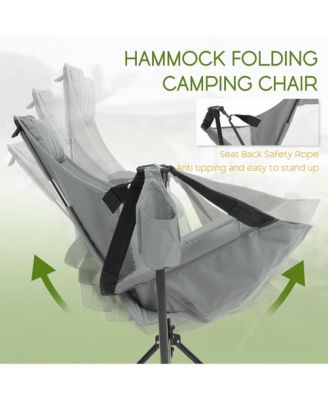 Portable Folding Hammock Camping Chairs Set of 2, Oversized Rocking Recliner with Adjustable Backrest and Carry Bag for Outdoor Travel