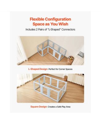 76" Dog Whelping Box with Transparent Window Playpen for Large Dogs