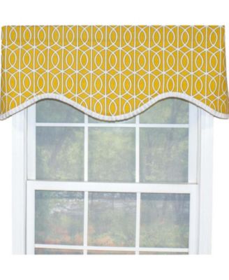 Sequence Ruffled Cornice 100% Cotton with Fully Lined 3" Rod Pocket Valnance for Windows 50" x 17" Lemon
