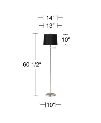 Modern Swing Arm Floor Lamp 60.5" Tall Brushed Nickel Hardback Drum Shade for Living Room Reading Bedroom Office