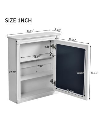 24" x 27" Wall Mounted Bathroom Storage Cabinet with Mirror, Medicine Cabinet with Adjustable Shelf, Over the Toilet Space Saver