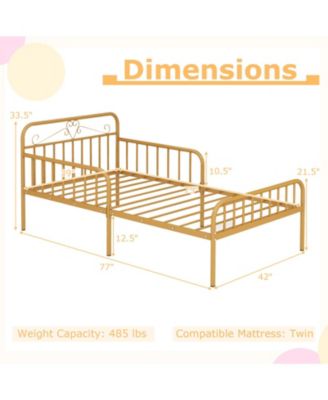 Bed Frame with Headboard and Safety Side Guardrails