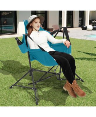 Outdoor Hammock Chairs Set of 2, Portable Folding Rocking Chair with Adjustable Back and Carry Bag, Oversized Recliner for Travel, Camping