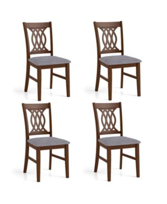 Dining Chairs Set of 4 w/Padded Seat Hollowed Backrest and Rubber Wood Frame