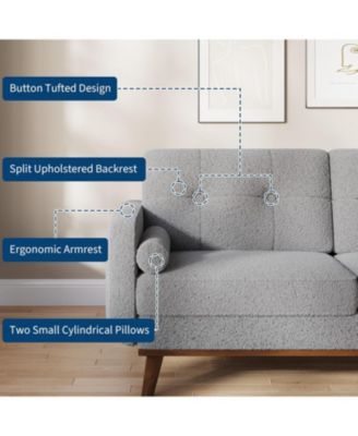 65" Loveseat Sofa, Boucle Upholstered 2-Seater Couch with Deep Seat for Small Spaces
