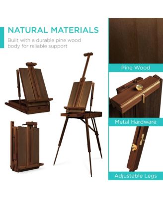 French Easel, 32pc Beginners Kit Portable Wooden Adjustable Tripod  w/ Paint Supplies