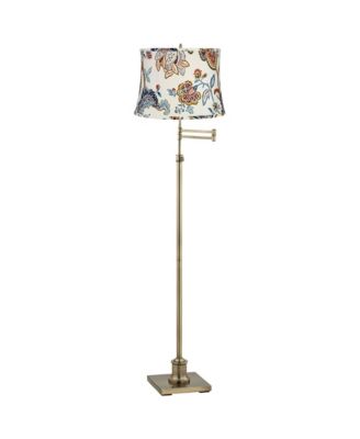 Chic Style Swing Arm Adjustable Floor Lamp Tall Antique Brass Paisley Drum Shade Living Room Reading House