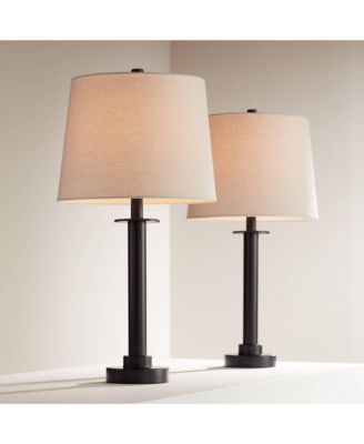 Rockford High Farmhouse Rustic 3-Way Table Lamps Set of 2 USB Port  Metal Living Room Charging