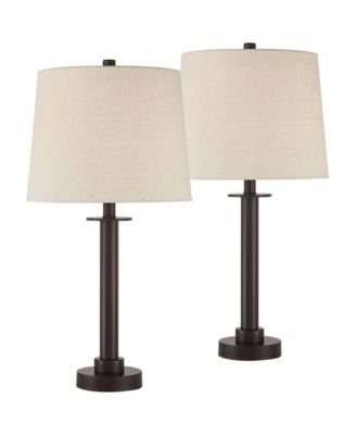Rockford High Farmhouse Rustic 3-Way Table Lamps Set of 2 USB Port  Metal Living Room Charging