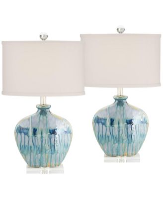 Coastal Table Lamps 25" High Set of 2 Ceramic  Drip  Shade for Living Room Family Bedroom Home (Colors may vary)