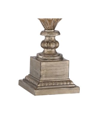 Luke 33.75" Tall Traditional Table Lamp with Olde Silver Finish, LED Nightlight and Tabletop Dimmer